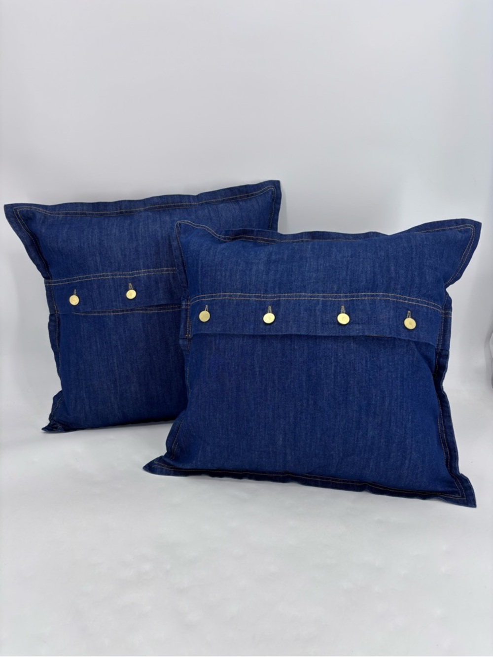 Ikea Sissil Indigo Denim Retro 70s Cotton Cushion Covers Set 20 x 20